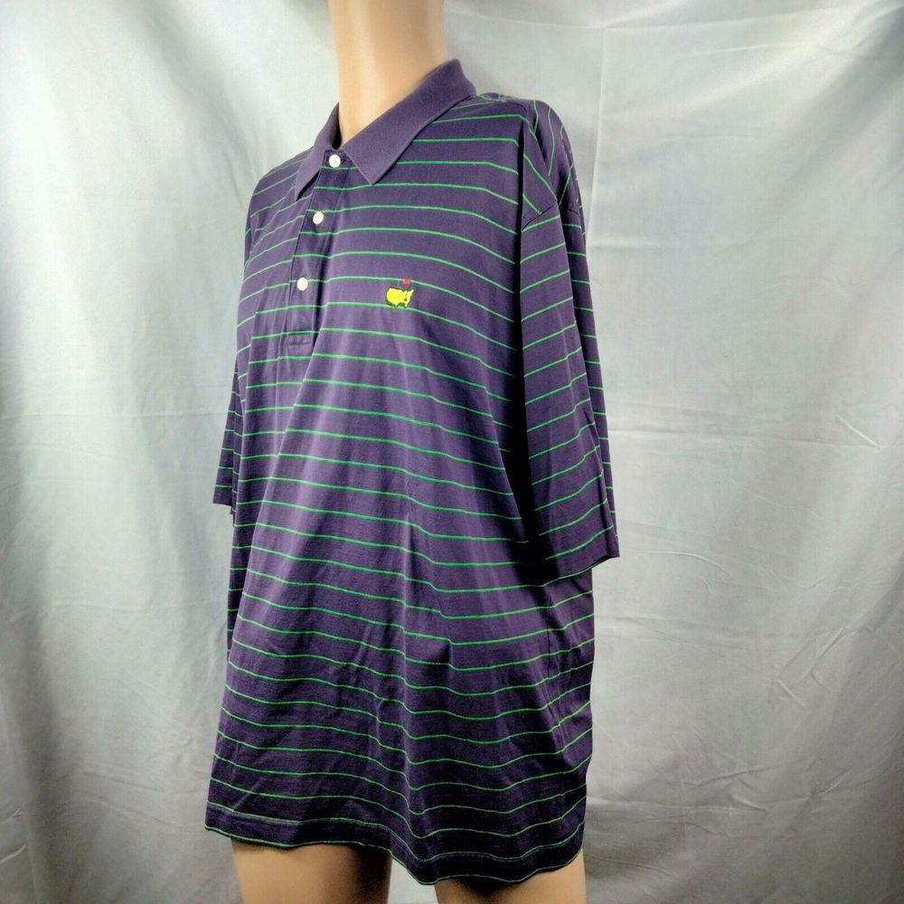 Masters Polo Shirt Mens XL Purple Amen Corner Stripe Golf Golfing Collection - Picture 3 of 6